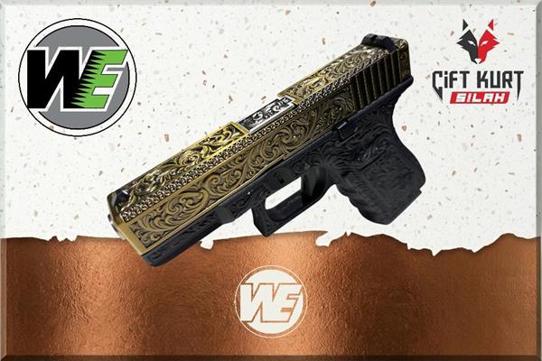 WE Glock 19 Ivory Gravürlü Airsoft Tabanca | Blowback & Green Gas 