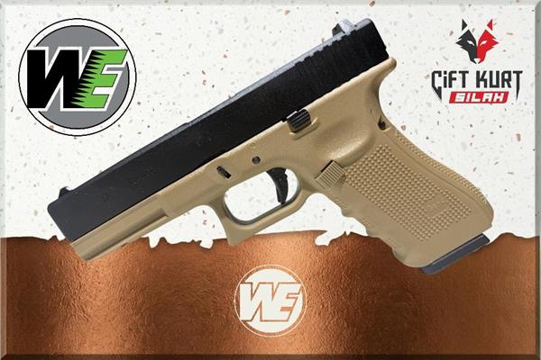 WE Glock 17 Gen4 Tan Airsoft Tabanca | Blowback & Green Gas 