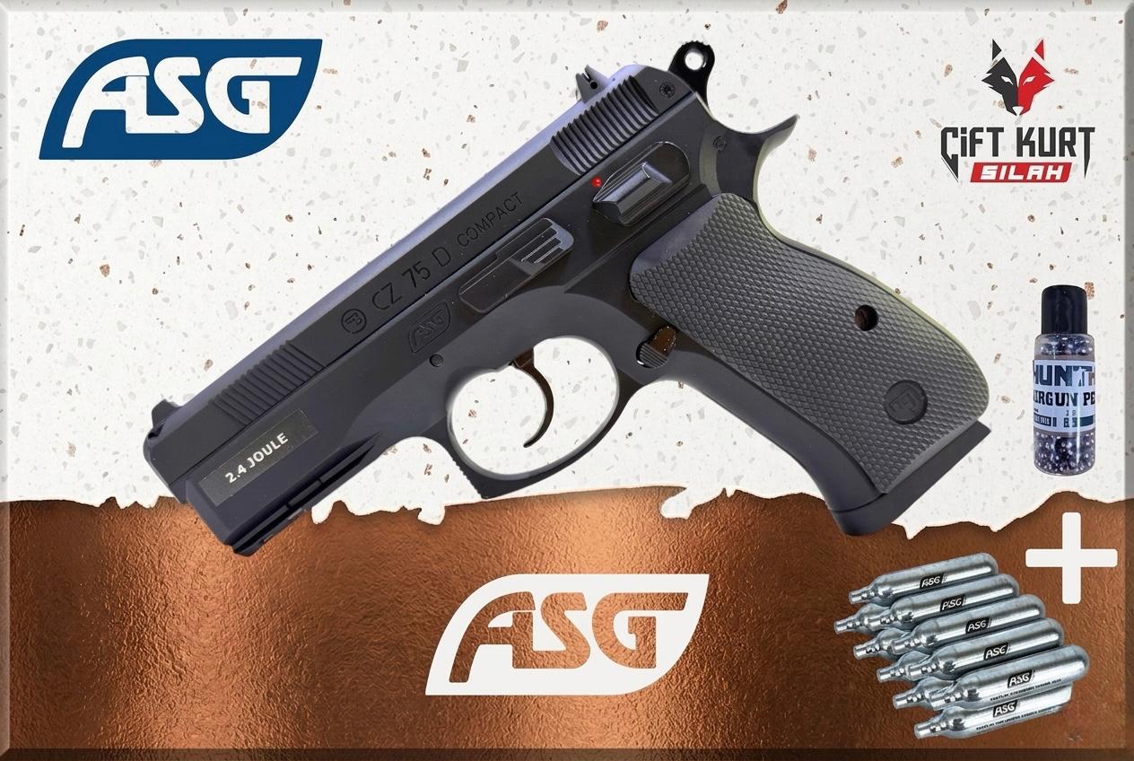 ASG CZ75 D Compact Siyah Havalı Tabanca | 10 Tüp + 300 BB Hediye | Çiftkurt Silah