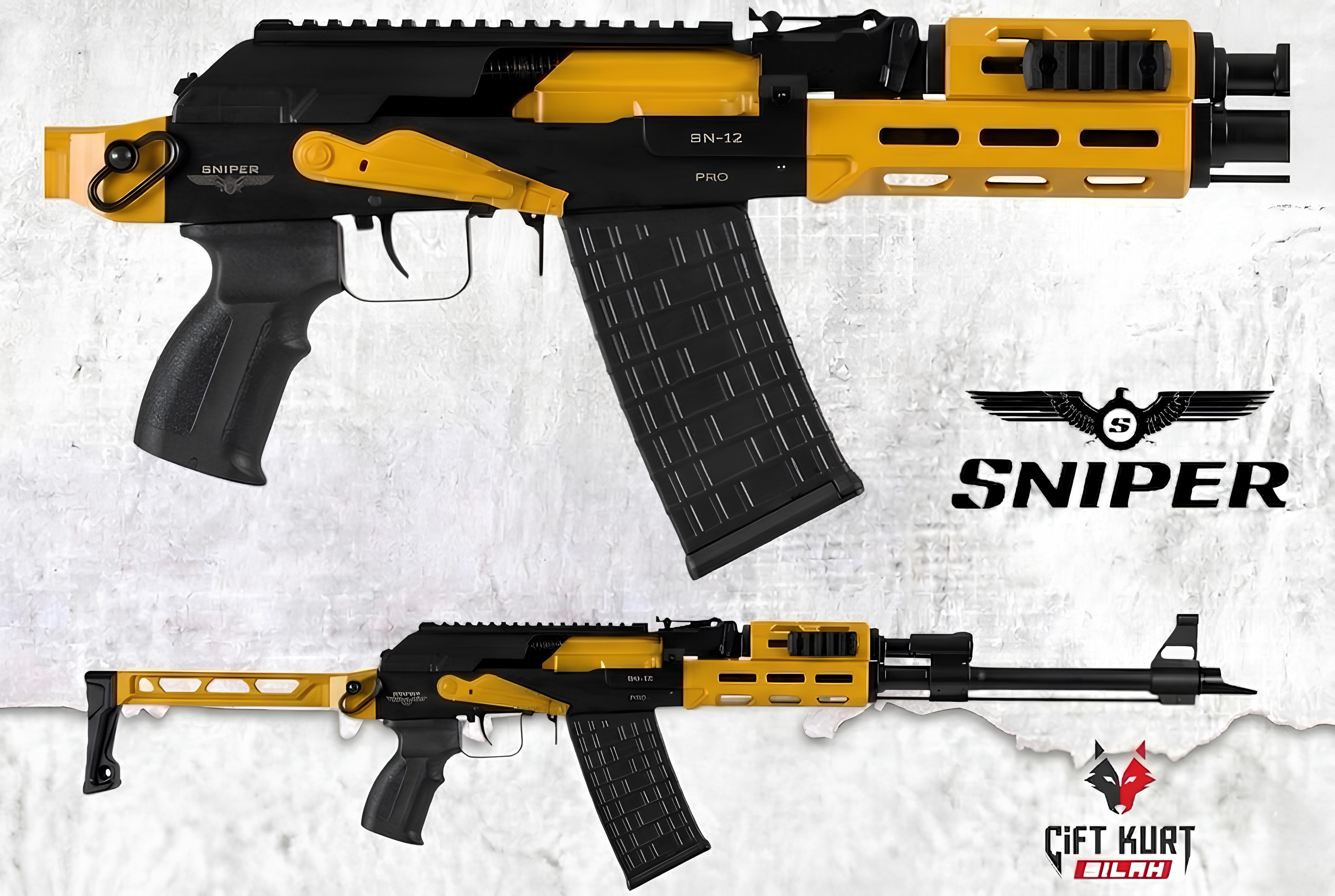 Sniper SN-12 Pro Siyah-Sarı Şarjörlü Av Tüfeği | Çiftkurt Silah