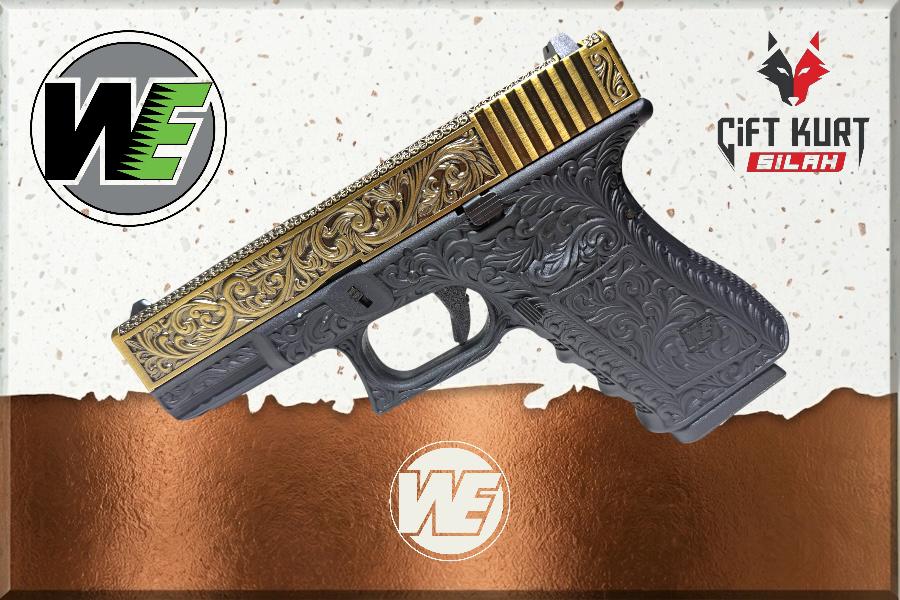 WE Glock 19 Ivory Gravürlü Airsoft Tabanca | Blowback & Green Gas | Çiftkurt Silah