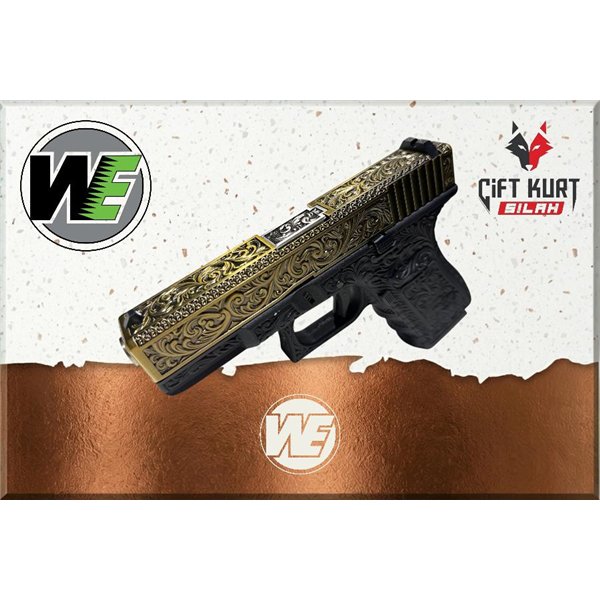 WE Glock 19 Ivory Gravürlü Airsoft Tabanca | Blowback & Green Gas | Çiftkurt Silah
